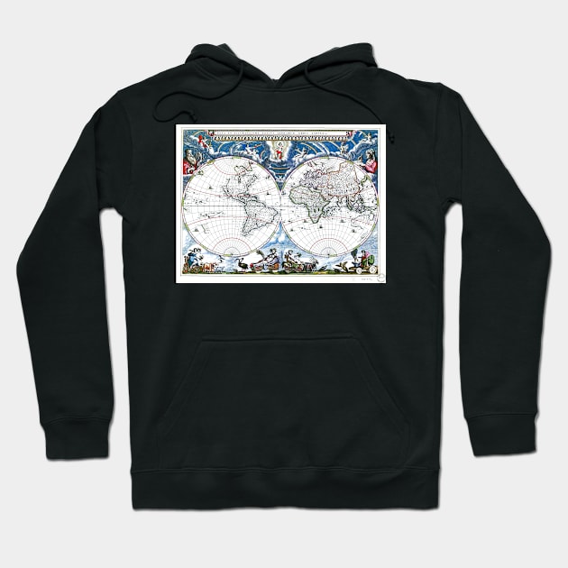 World map wall art 1690 dorm decor mappemonde Art Print Hoodie by FrenchPrinting